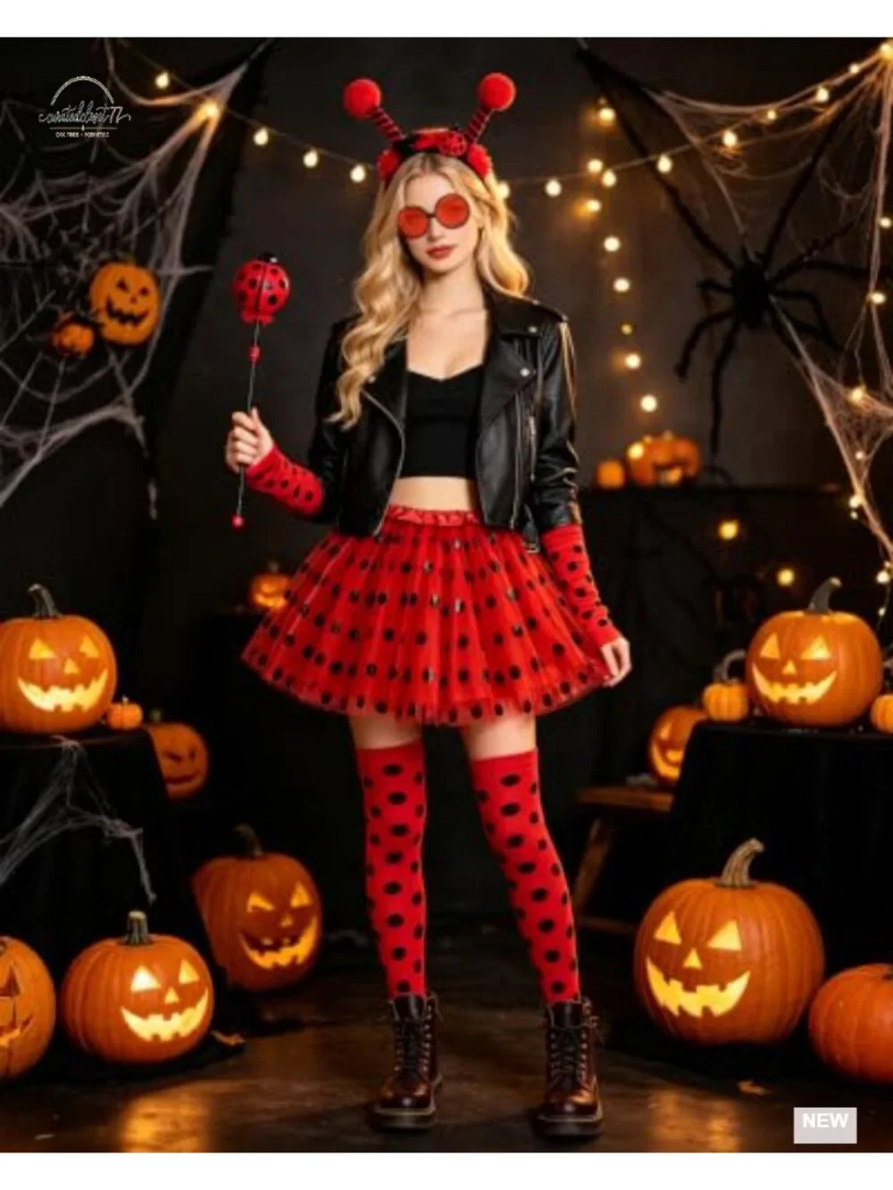 Ladybug Costume 5-Piece Set Halloween Tutu Antenna Headband